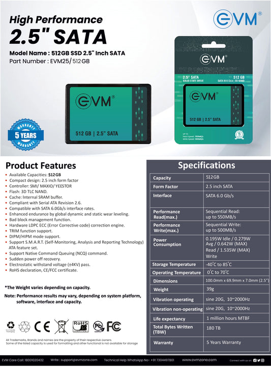 512GB SSD 2.5" INCH SATA