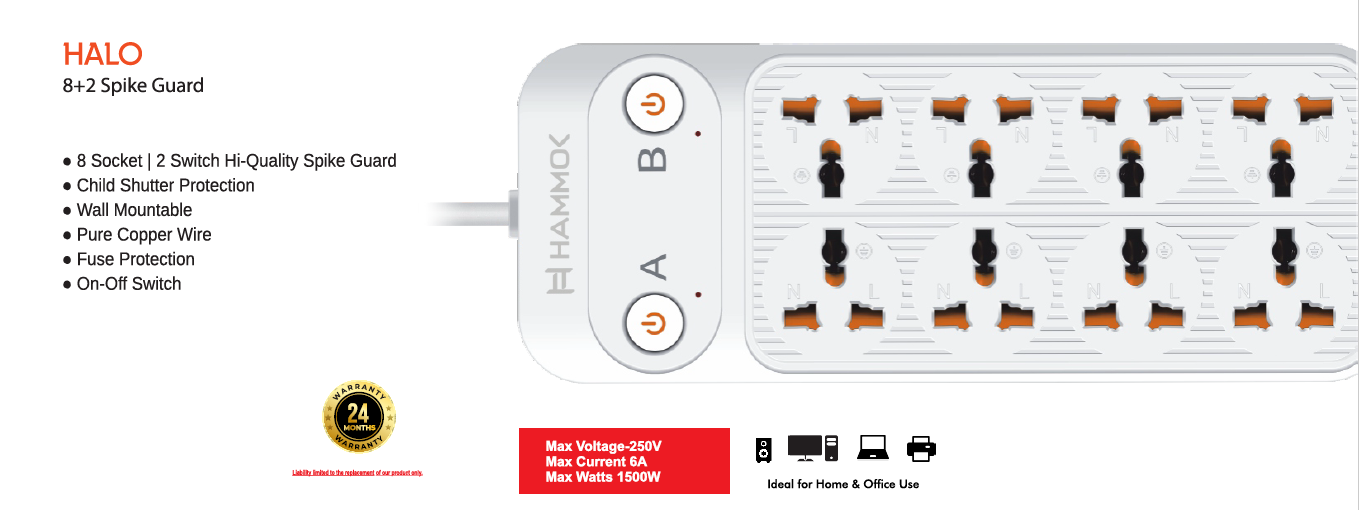 Hammok Halo 8+2 Power Strip 2mtr II