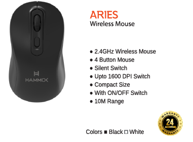 Hammok Aries Wireless Mouse -Black& White