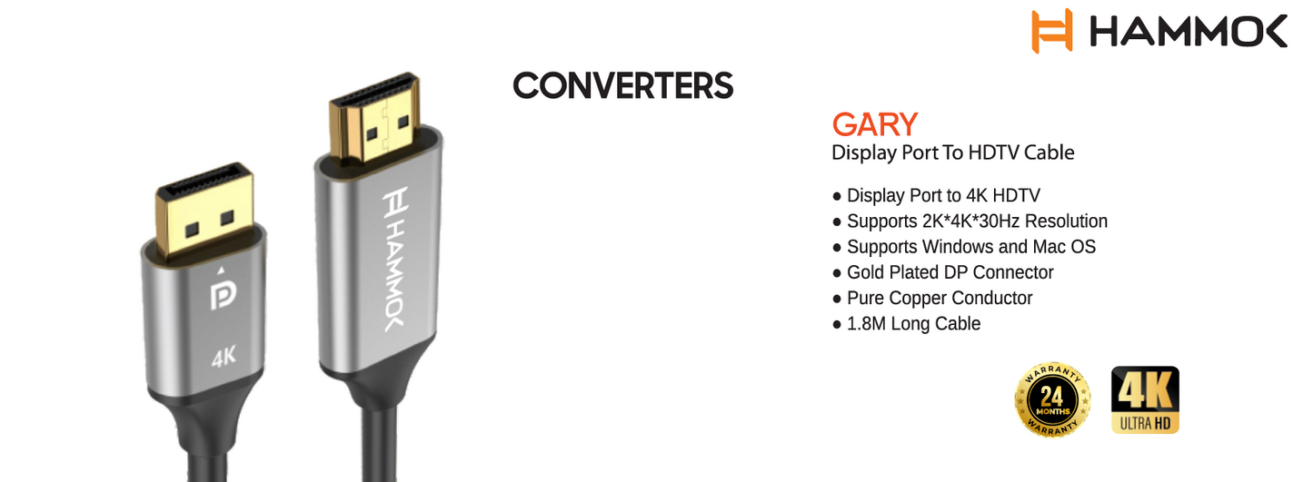 Hammok Gary Display Port to Hdmi 1.8mtr