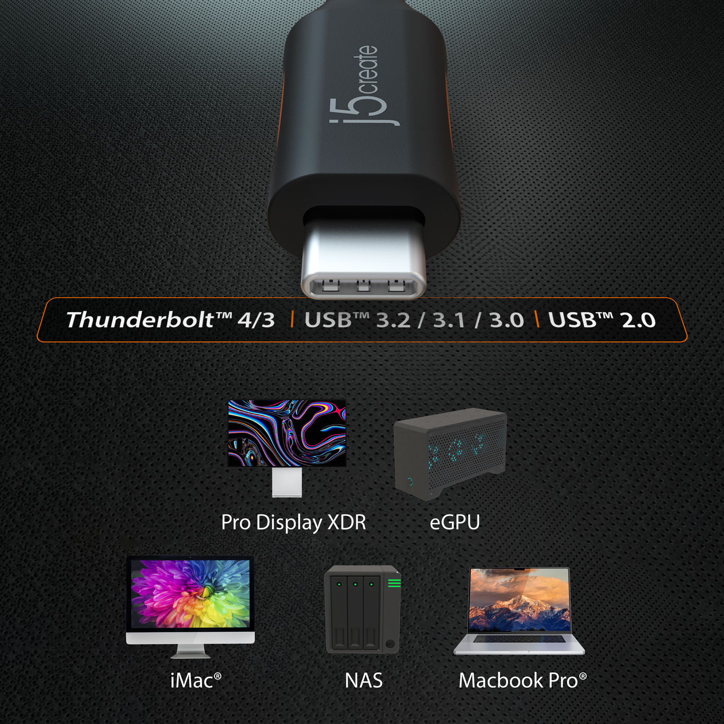 j5create USB4® 40Gbps Full-Featured USB-C® Coaxial Cable (JUCX27L12)