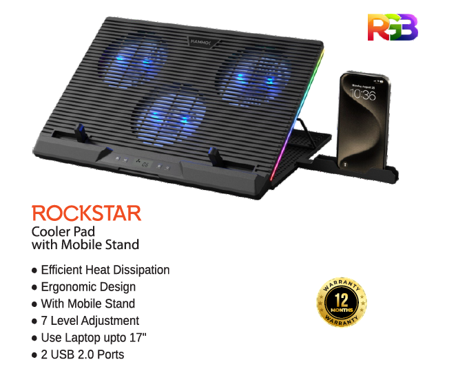 Hammok Rockstar RGB Cooler Pad With Fan Controller -Triple Fan