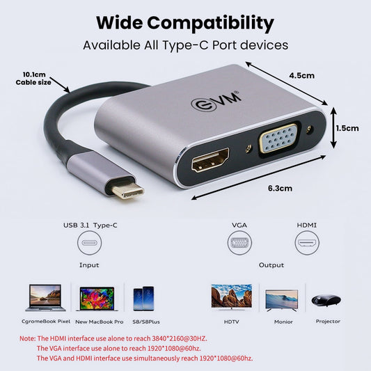 
EVM Type C 4 IN 1 HDMI VGA Dock(EVM CHV)