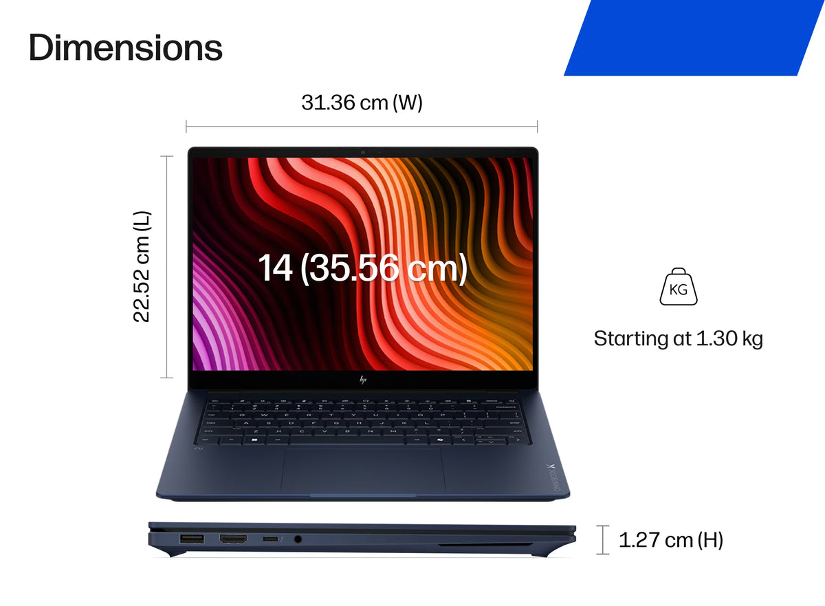 
HP Omnibook X Flip 14-fm0029TU - Intel Core Ultra 7 258V (8C) 47 NPU TOPs, 32GB LPDDR5X 8533 on-board, 1TB PCIe Gen4, Atmospheric Blue AI logo