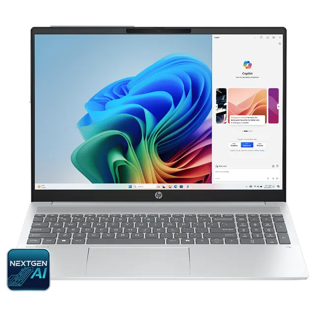 
HP OmniBook 5 NG AI PC 16-ag1046AU - AMD Ryzen AI 7 350 (8C) 50 NPU TOPs, 16GB LPDDR5X 7500 on-board, 1TB, Glacier Silver AI logo