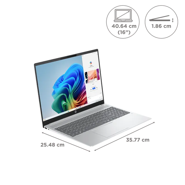 
HP OmniBook 5 NG AI PC 16-ag1037AU - AMD Ryzen AI 5 340 (6C) 50 NPU TOPs, 16GB LPDDR5X 7500 on-board, 512GB PCIe Gen4, Glacier Silver AI logo