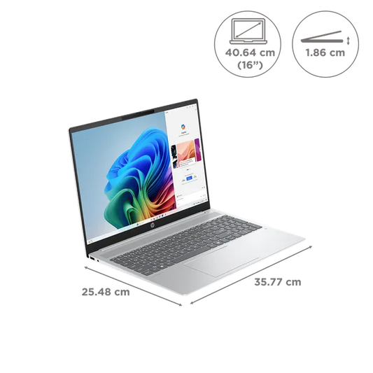
HP OmniBook 5 NG AI PC 16-ag1087AU - AMD Ryzen AI 7 350 (8C) 50 NPU TOPs [B5VM0AV], 24GB 7500 LPDDR5X on-board [B5VM0AV], 1TB, Glacier Silver AI logo