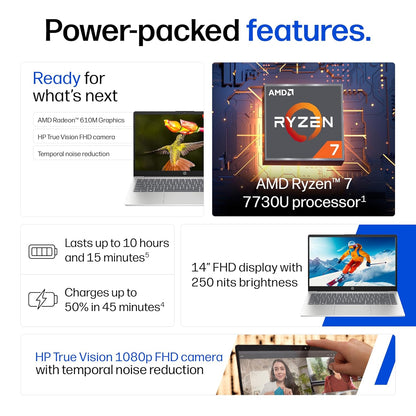 HP 14 EM0104AU AMD Ryzen 7 7730U,16GB DDR4, 512GB SSD FHD,14''/35.6cm,Win11, M365 Basic(1yr), Office Home24.