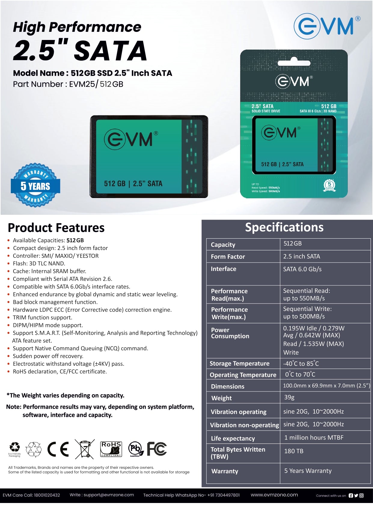 
512GB SSD 2.5" INCH SATA