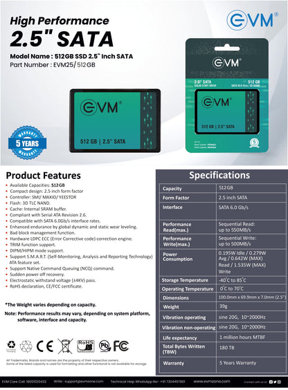 512GB SSD 2.5" INCH SATA