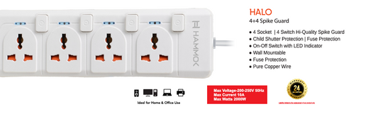 
Hammok Halo 4+4 Power Strip 1.5mtr II