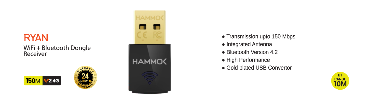 
Hammok Ryan USB Wi-Fi+Bluetooth Dongle