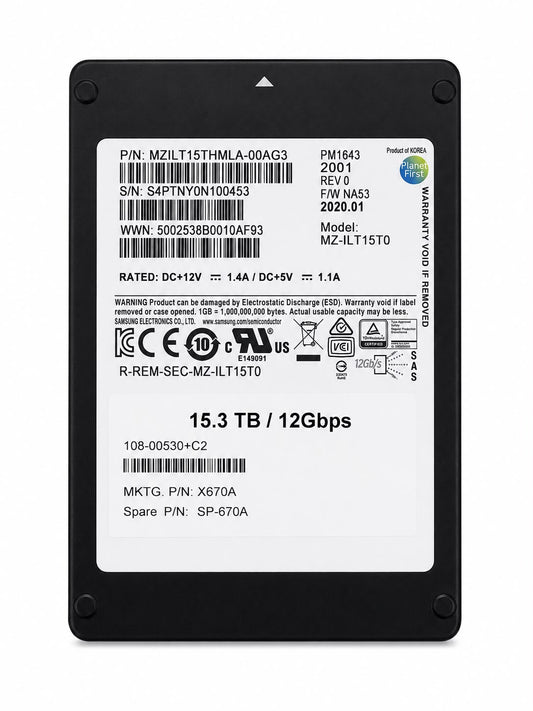 
Samsung PM1643 15.36TB SSD 2.5"  MZILT15THMLA-00AG3 (X670A)