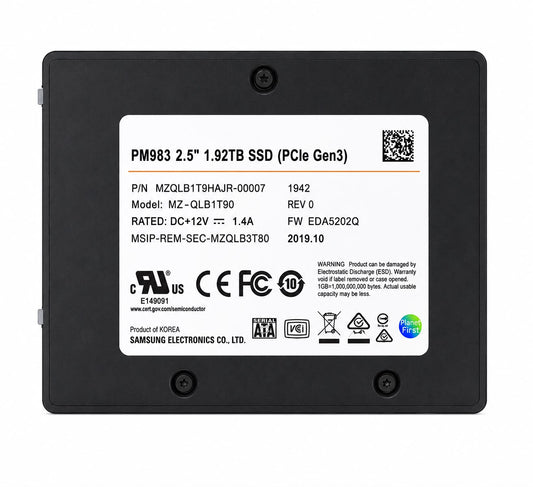 
Samsung 1.92TB PM983 Pci-E 3.0 X4 U.2 2.5inch NVMe SSD (MZQLB1T9HAJR-00007)
