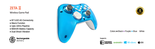 
Hammok Zeta II 2.4G+Bluetooth Wireless Game Pad-Black/White/Purple/Blue
