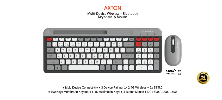 
Hammok Axton Wireless 2.4G+BT 5.0 Keyboard Mouse