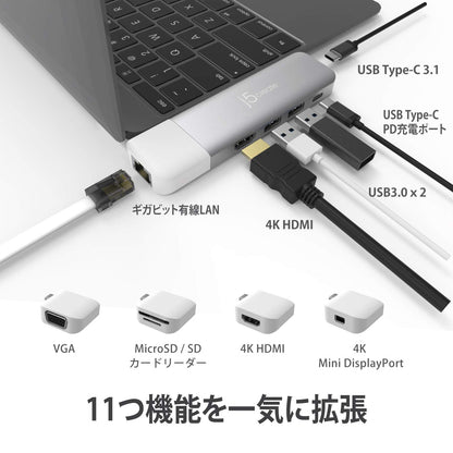 j5create ULTRADRIVE Kit USB-C™ Multi-Display Modular Dock 11 in 1 (JCD389)