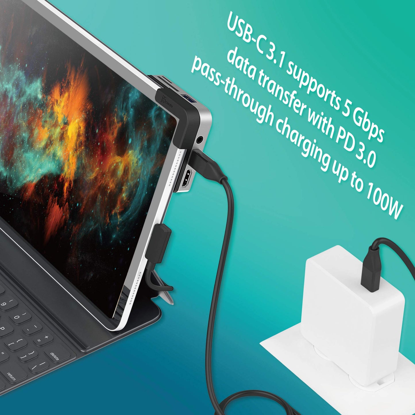 
j5create USB-C™ to 4K 60 Hz HDMI™ Travel Dock for iPad Pro® (JCD612)