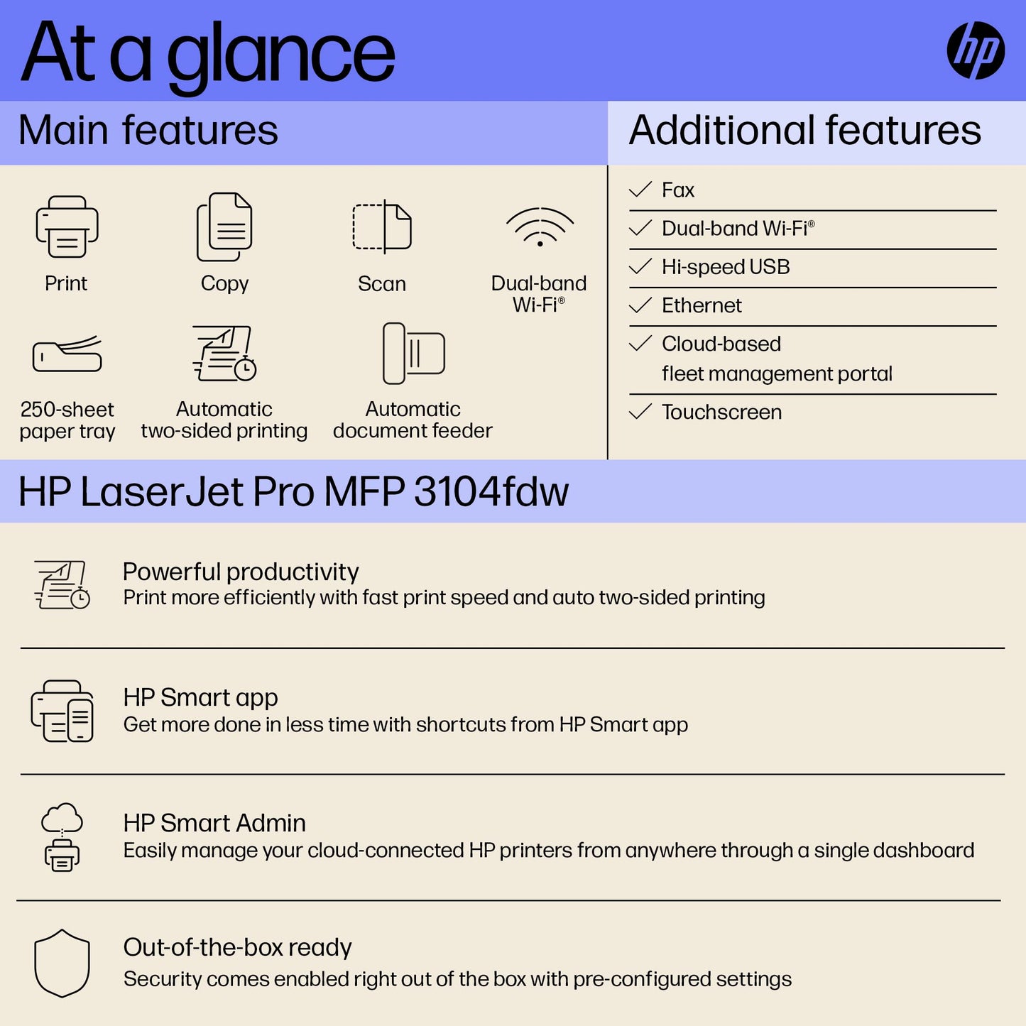 
HP LaserJet Pro MFP 3104fdw