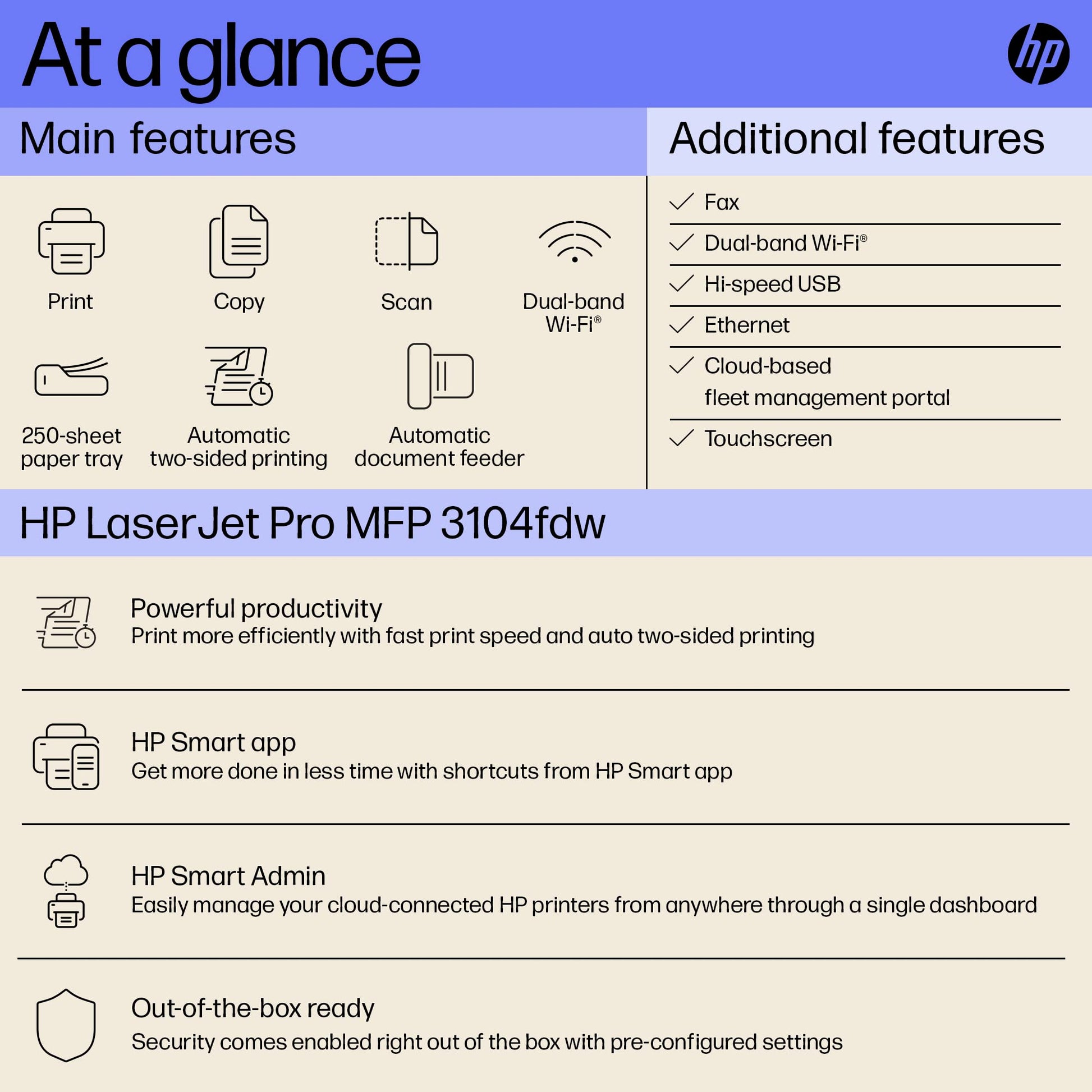 
HP LaserJet Pro MFP 3104fdw