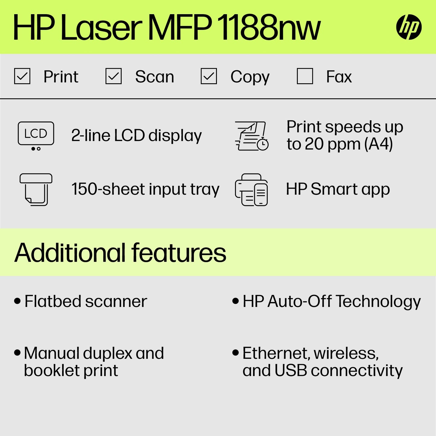 
HP LaserJet MFP 1188nw