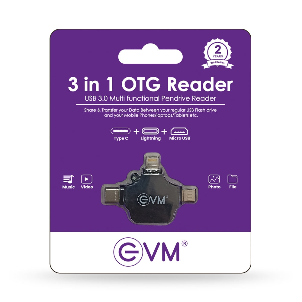 
EVM 3 IN 1 OTG EVM Pen Drive Reader (EVM - OTG-09)