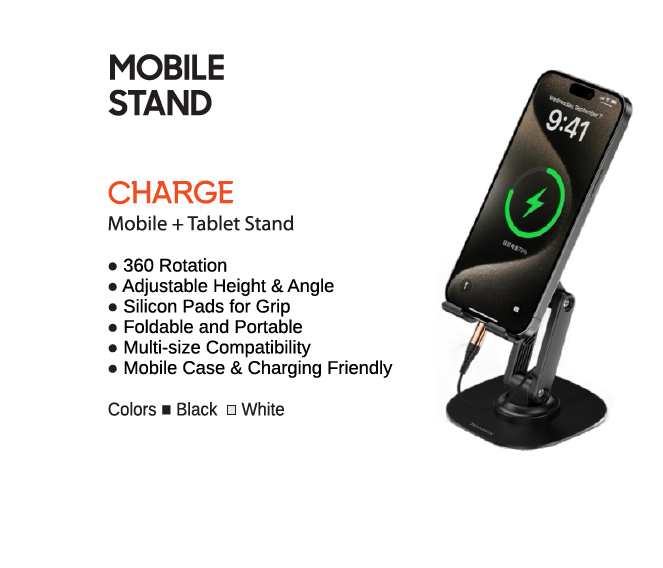 
Hammok Charge Mobile+Tablet Stand-Black&White