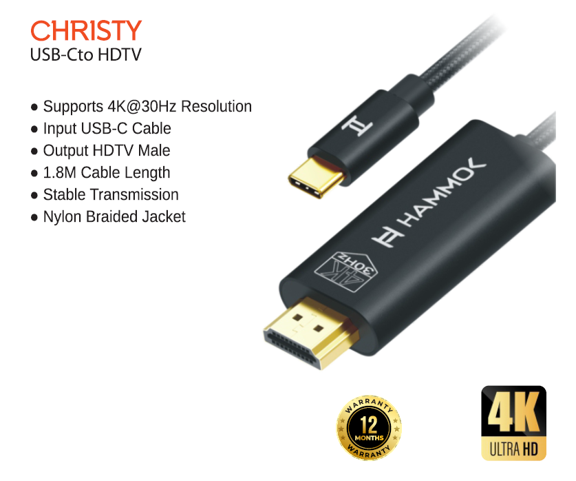 
Hammok Christy USB-C to HDTV 1.8mtr