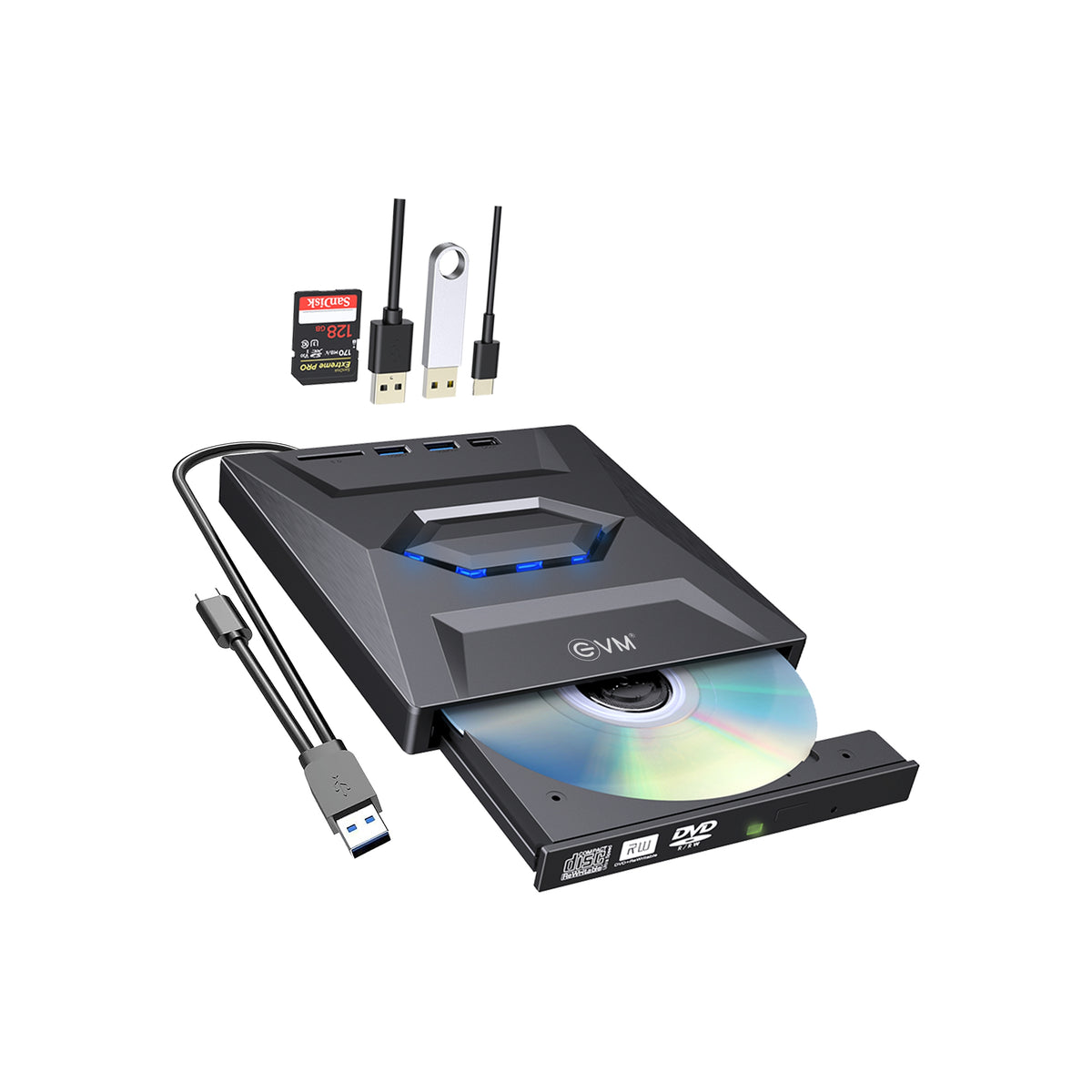 
EVM External Cd/Dvd Drive With Hub : EXT-CD-01
