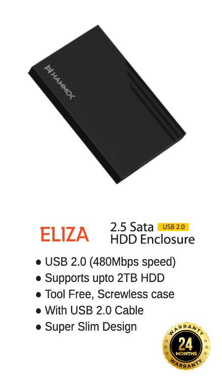 
Hammok Eliza 2.5 Sata HDD Enclosure 2.0-Plastic