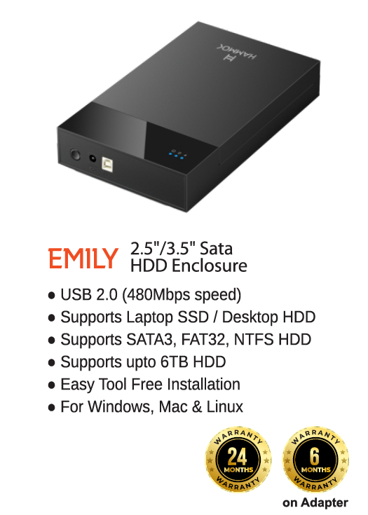 
Hammok Emily 3.5/2.5 Sata HDD Enclosure 2.0