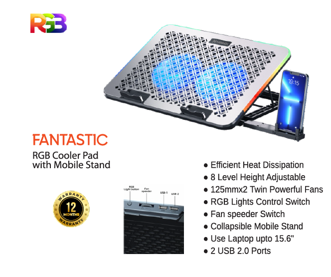 
Hammok Fantastic RGB Cooler Pad With Fan Controller -Single Fan