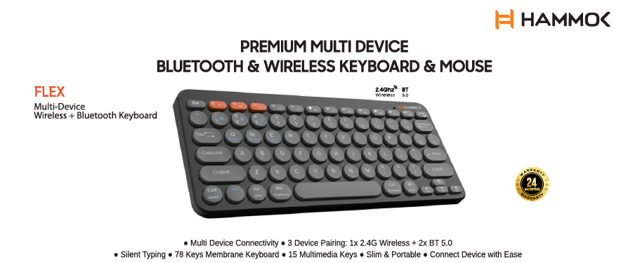 
Hammok Flex Wireless 2.4G+BT 5.0 Keyboard