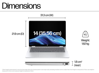 HP Omnibook 5 Flip 14-fp0141TU - Core 5-120U (10C), 16GB LPDDR5 5200 on-board, 512GB, Glacier Silver