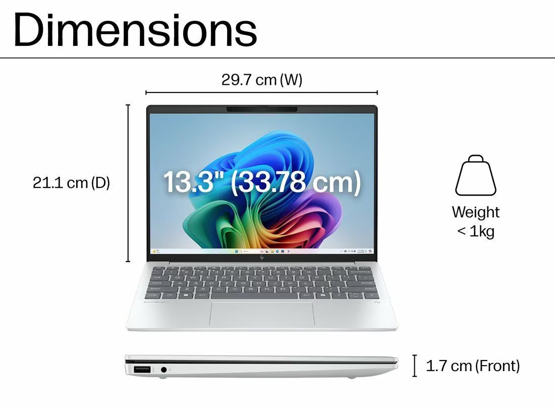 
HP Omnibook 7 Aero 13 -bg1456AU - AMD Ryzen AI 7 350 (8C) 50 NPU TOPs, 16GB LPDDR5X 7500 on-board, 512GB PCIe Gen4, Glacier Silver