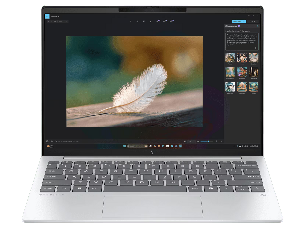 
HP Omnibook 7 Aero 13 -bg1678AU - AMD Ryzen AI 5 340 (6C) 50 NPU TOPs, 16GB LPDDR5X 7500 on-board, 512GB PCIe Gen4, Glacier Silver