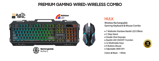 
Hammok Hulk Gaming Wireless Combo-Rechargeable-Black