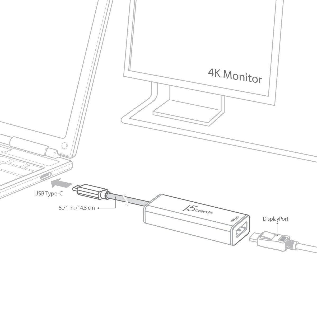 
j5create USB™ Type-C to 4K DisplayPort™ Adapter (JCA140)