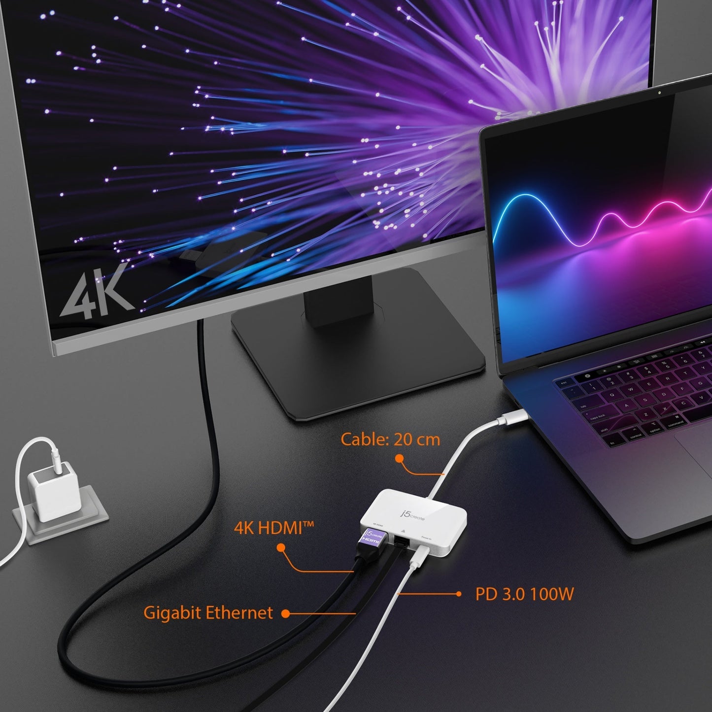 
j5create USB-C® to 4K HDMI™ Ethernet Adapter (JCA351)