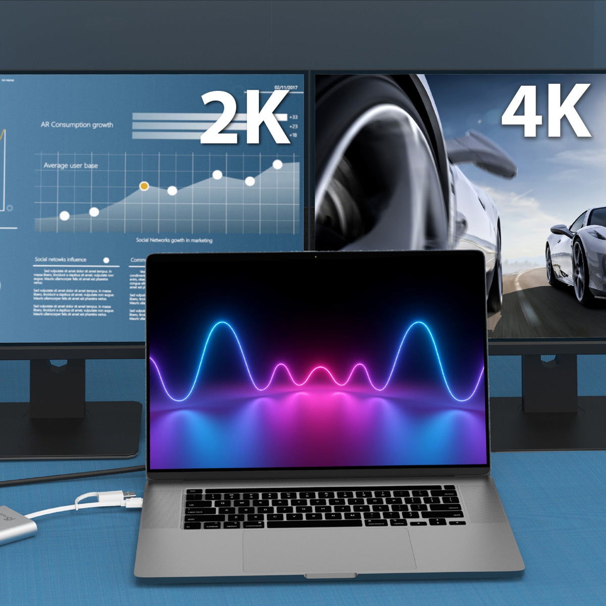 
j5create USB-C® to Dual HDMI™ Multi-Monitor Adapter (JCA365)