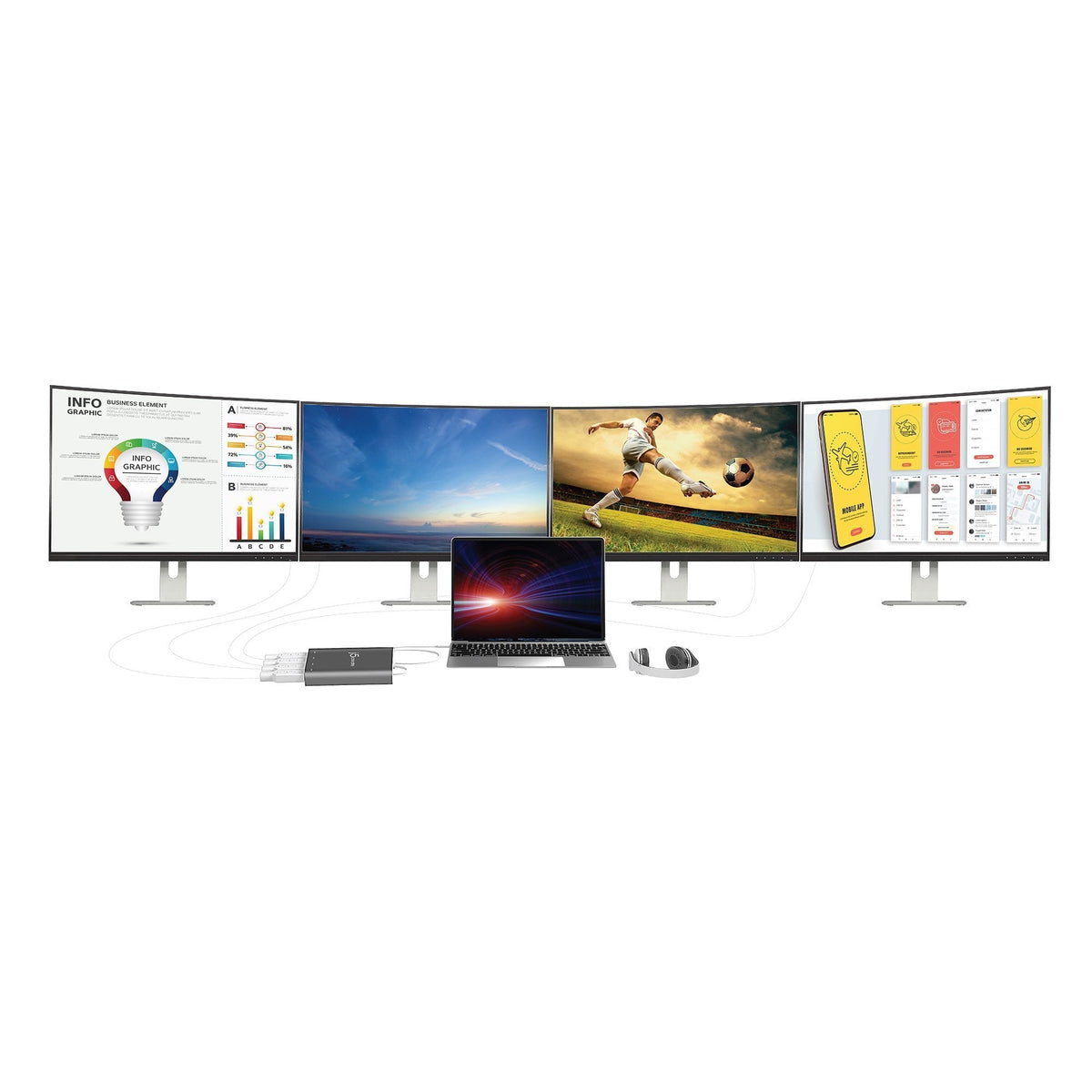 
j5create USB-C™ to 4-Port HDMI™ Multi-Monitor Adapter (JCA366)