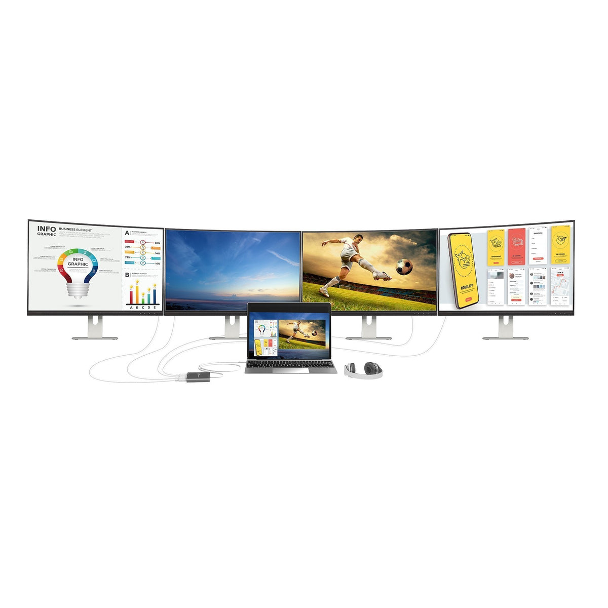 
j5create USB-C™ to 4-Port HDMI™ Multi-Monitor Adapter (JCA366)