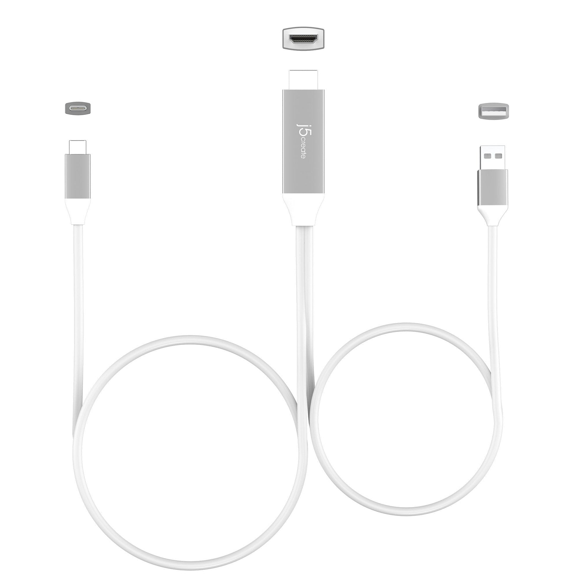 
j5create USB-C® to 4K HDMI™ Cable With USB™ Type-A 5V Pass-Through (JCC154G)