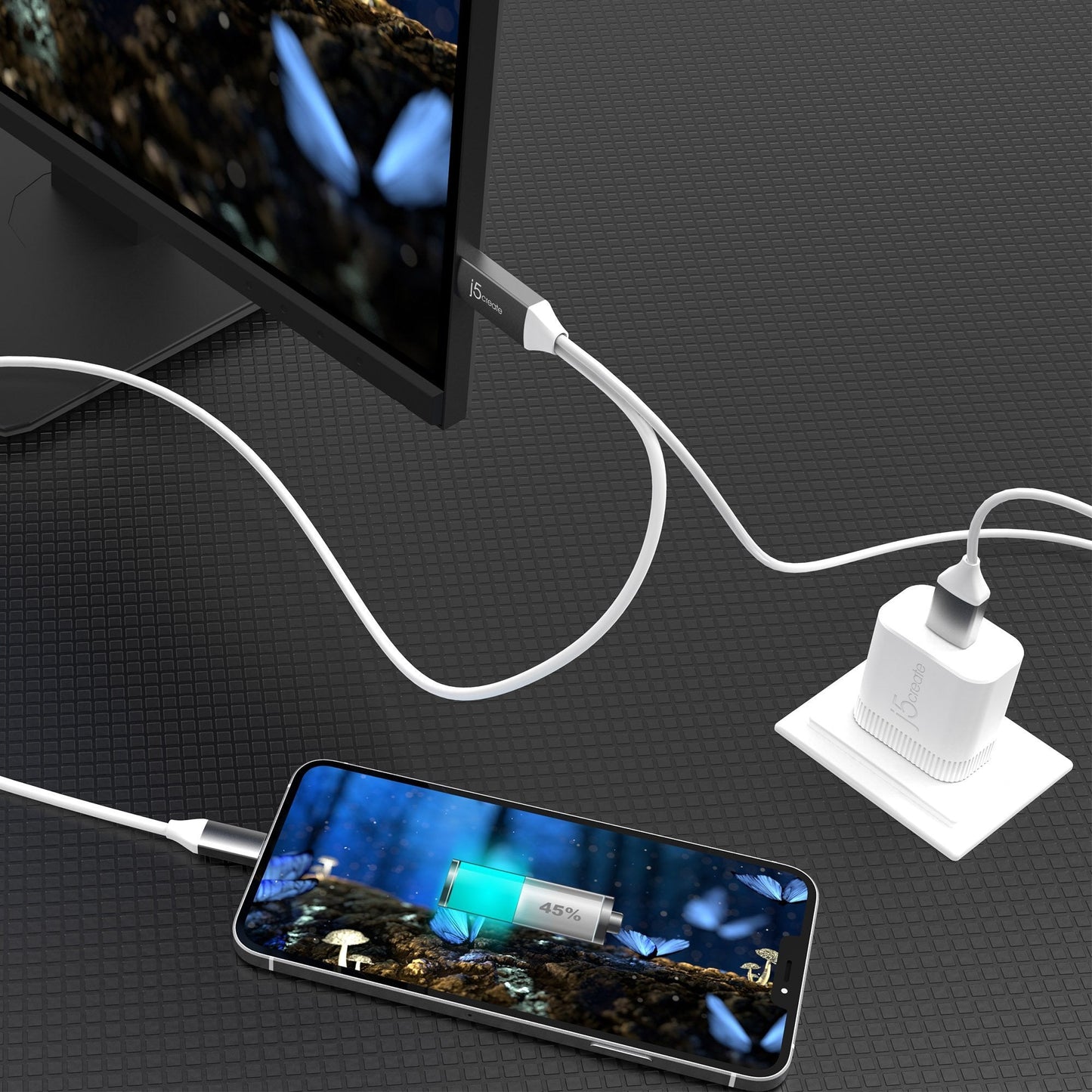 
j5create USB-C® to 4K HDMI™ Cable With USB™ Type-A 5V Pass-Through (JCC154G)