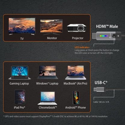 j5create USB-C® to HDMI™ 2.1 8K Cable (JCC157)
