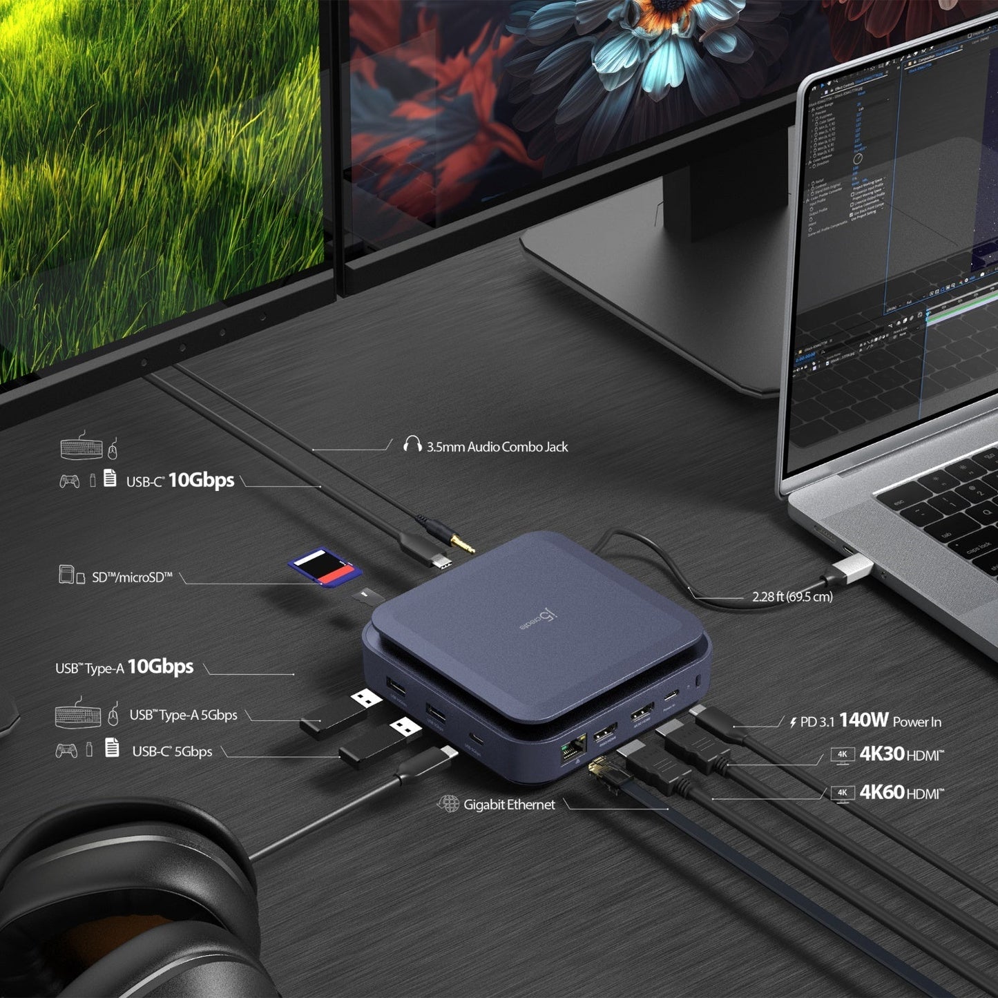 
j5create USB-C® Dual 4K HDMI™ Dock (JCD3196)