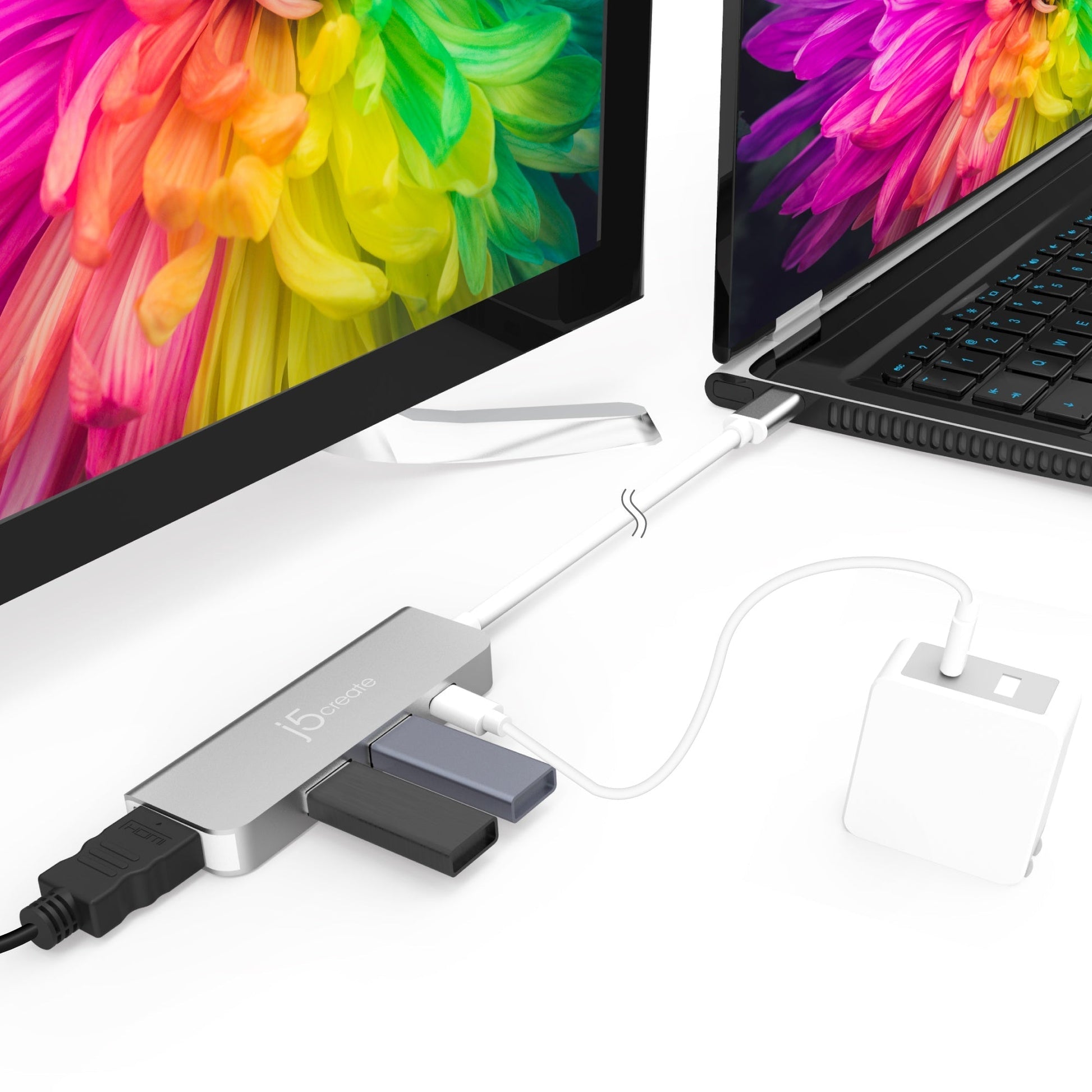 
j5create USB-C® to HDMI™ &amp; USB™ 3.1 2-Port with Power Delivery (JCD371)