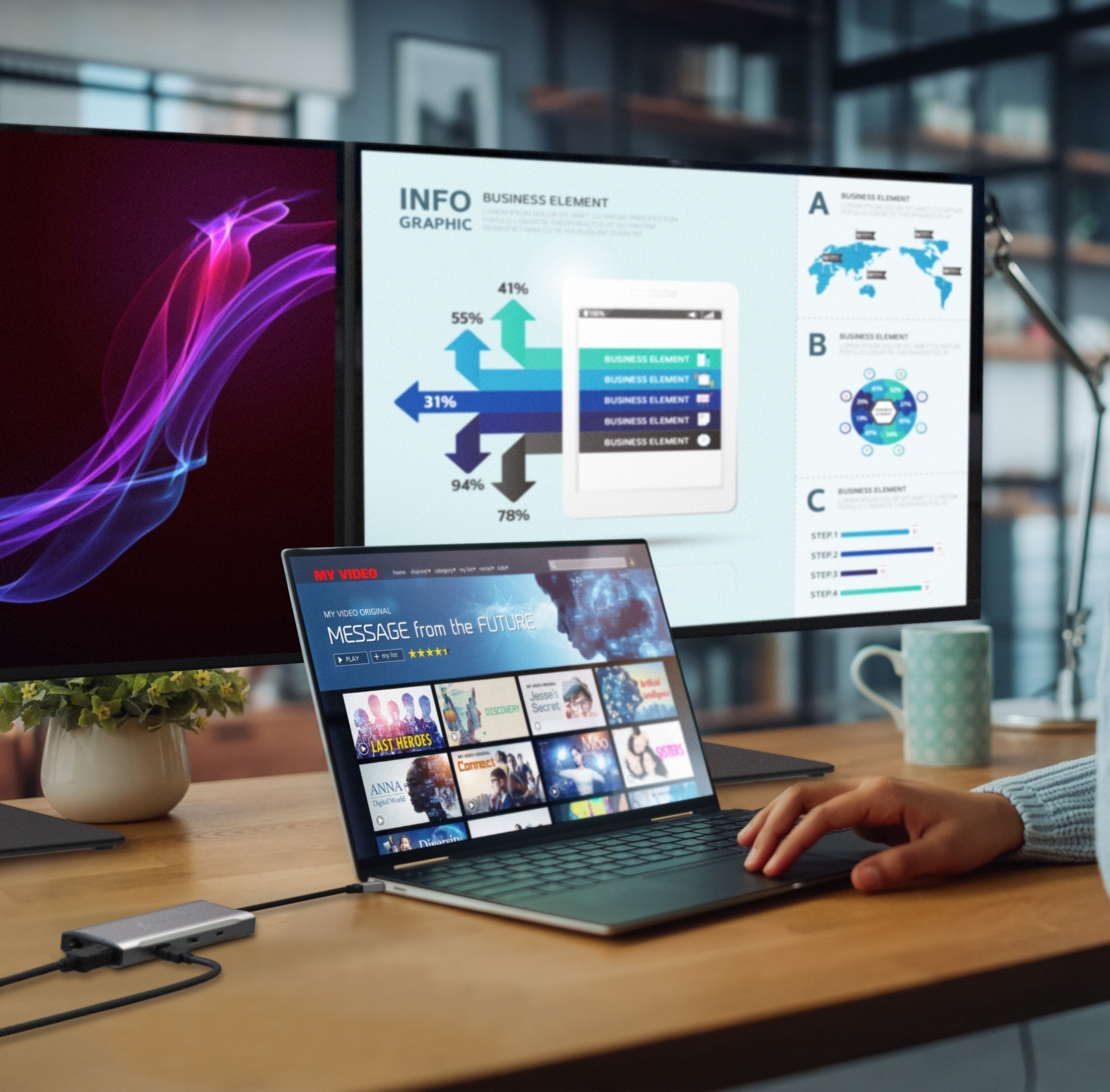 
j5create 4K60 Elite USB-C® Triple-Monitor 10Gbps Mini Dock (JCD397)