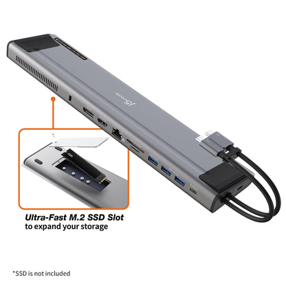 j5create USB-C® Dual 4K Display Docking Station with an M.2 SSD Slot (JCD551)