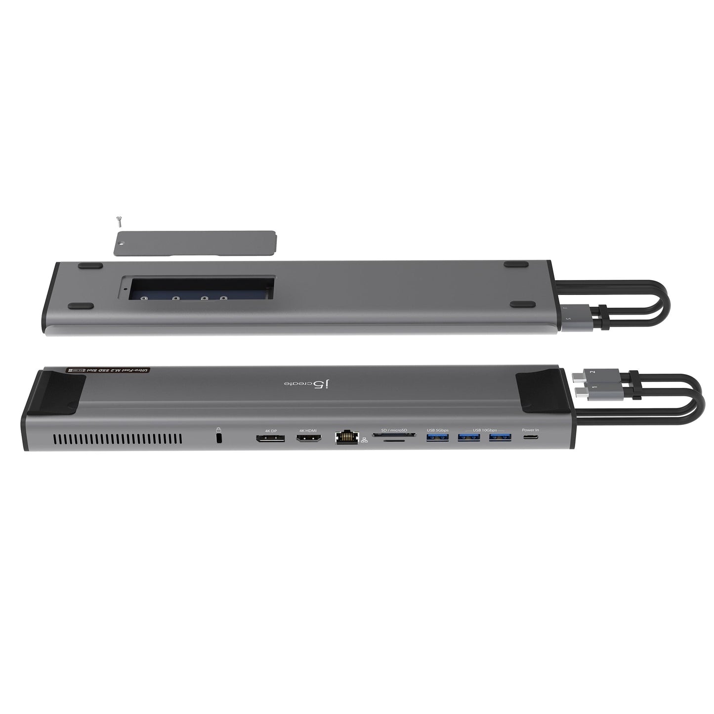 
j5create USB-C® Dual 4K Display Docking Station with an M.2 SSD Slot (JCD551)